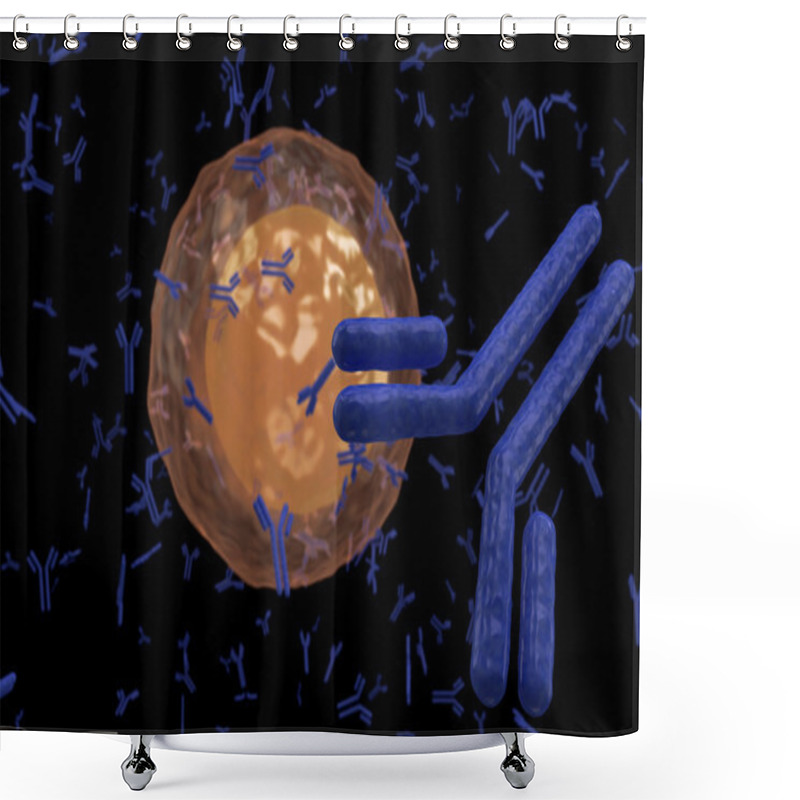 Personality  Plasma Cell B Lymphocyte Producing Antibodies Isolated On Black Shower Curtains