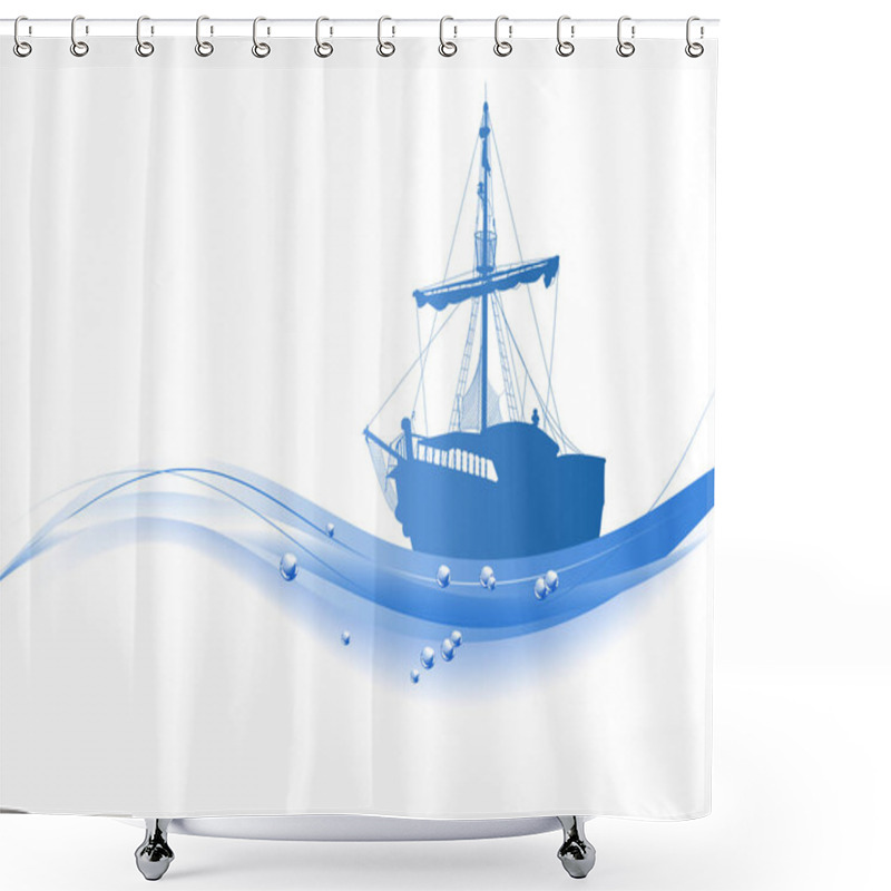 Personality  Silhouette Of The Pirate Ship Shower Curtains