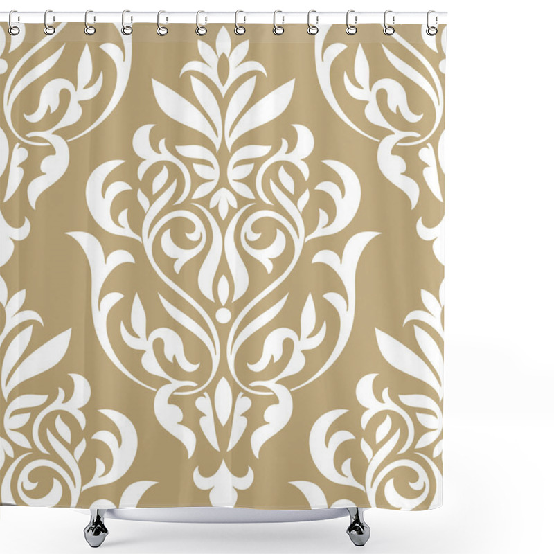 Personality  Damask Beautiful Background With Rich, Old Style, Luxury Ornamentation, Beige Fashioned Seamless Pattern Shower Curtains