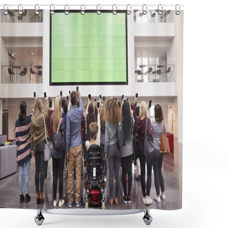 Personality  Students Photographing Screen With Phones Shower Curtains