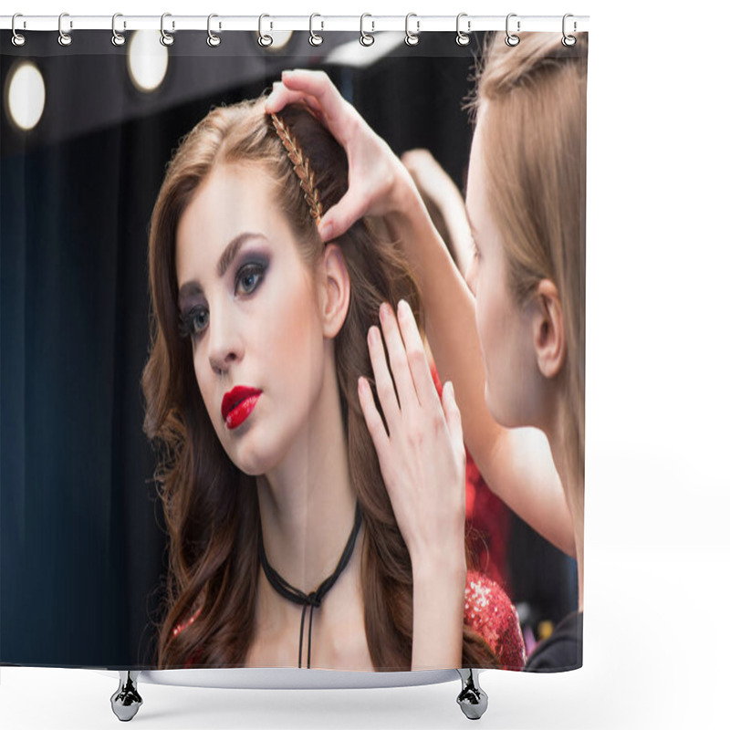 Personality  Gorgeous Woman With Hair-slide  Shower Curtains