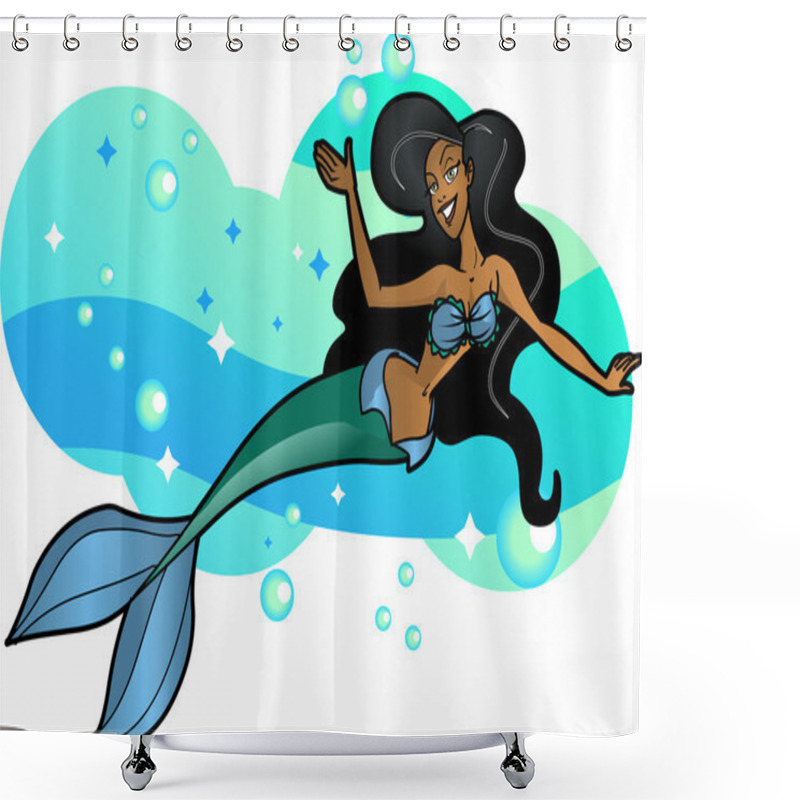 Personality  Beautiful Dark Skinned Mermaid Shower Curtains