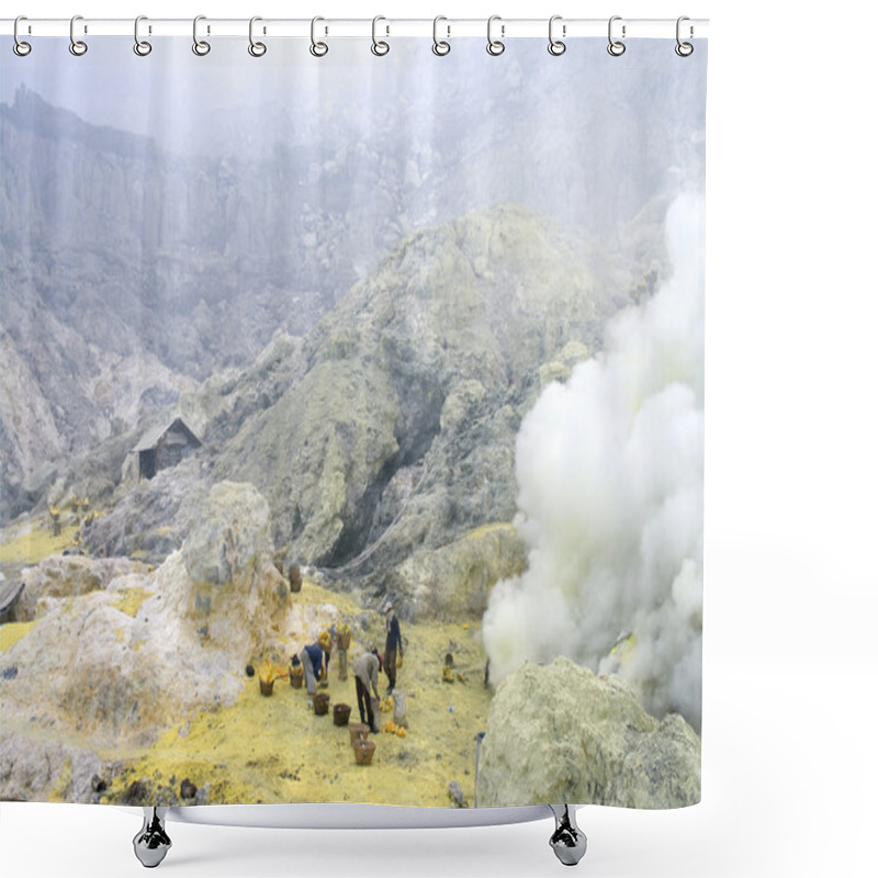 Personality  Extracting Sulphur Inside Kawah Ijen Crater Shower Curtains