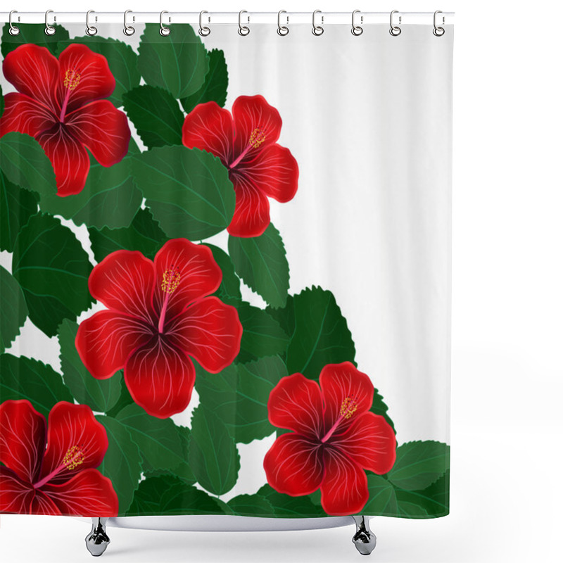 Personality  Floral Design Background. Hibiscus Flowers. Shower Curtains