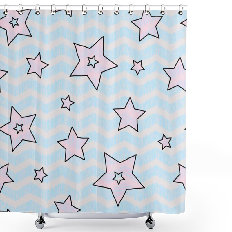 Personality  Stars And Zigzad Seamless Texture For Wraping Paper, Backgrouns And Textile Shower Curtains