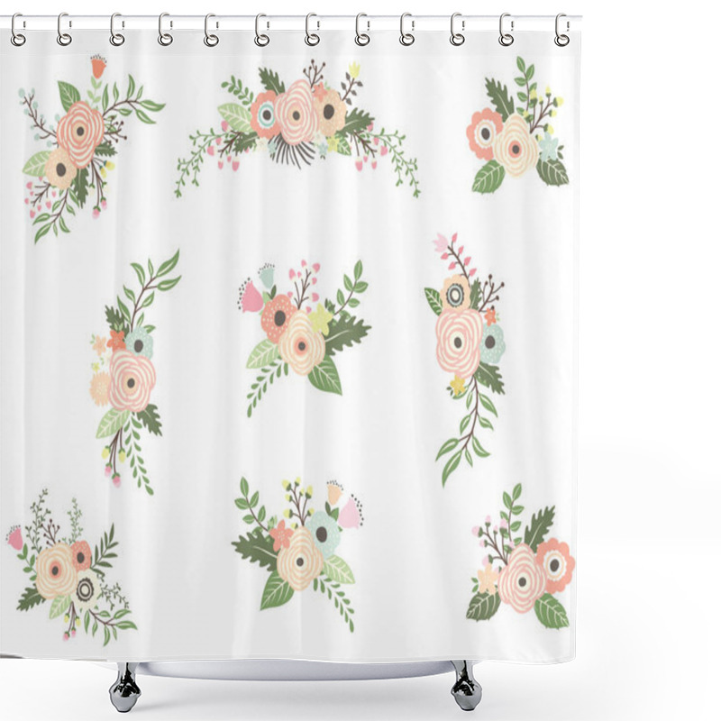 Personality  Floral Bouquet Elements Shower Curtains