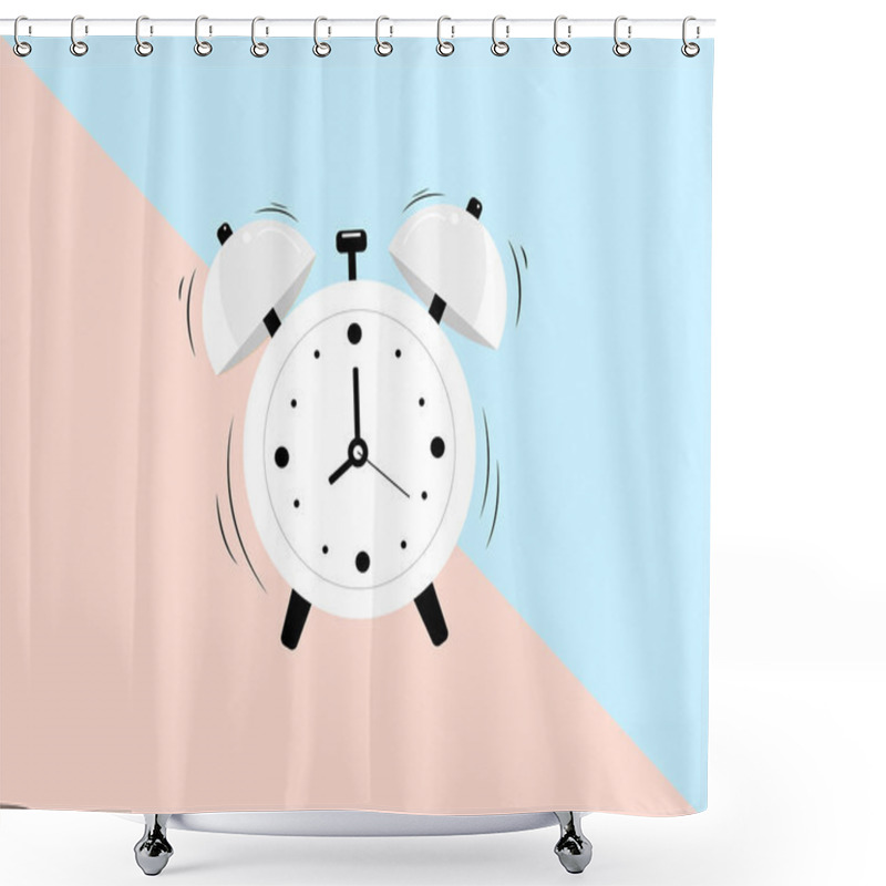 Personality  Illustration Of Alarm Clock On Pink And Blue  Shower Curtains