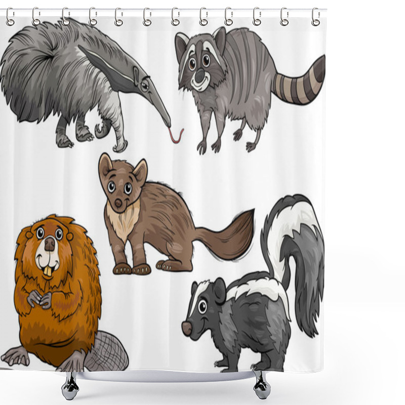 Personality  Wild Animals Set Cartoon Illustration Shower Curtains