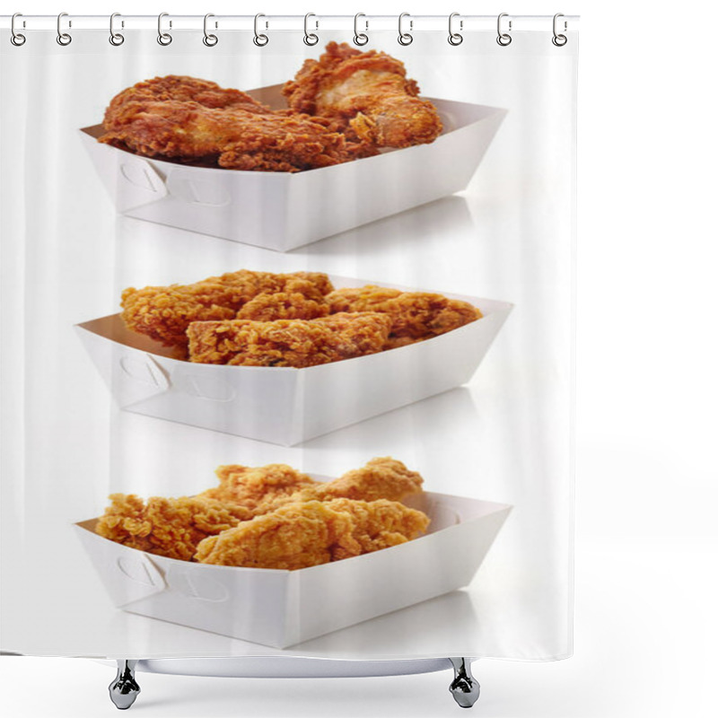 Personality  Fried Breaded Chicken Fillet In White Cardboard Boxes Shower Curtains