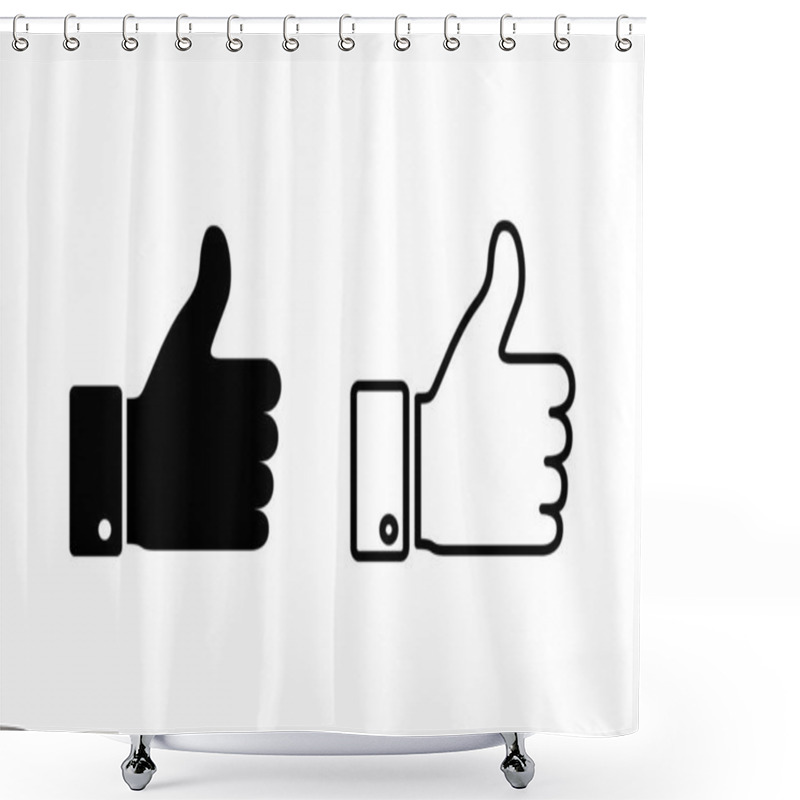 Personality  Thumbs Up Icon Set. Hand Like. Like Icon Vector.  Shower Curtains