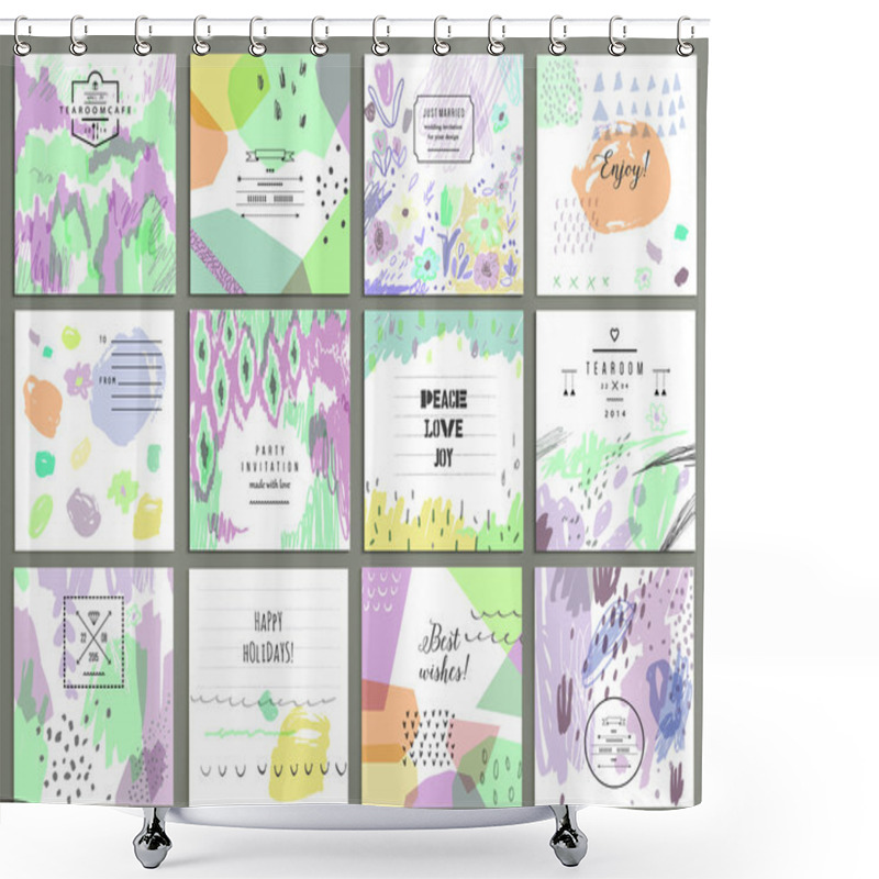 Personality  Set Of 12 Creative Universal Cards Shower Curtains