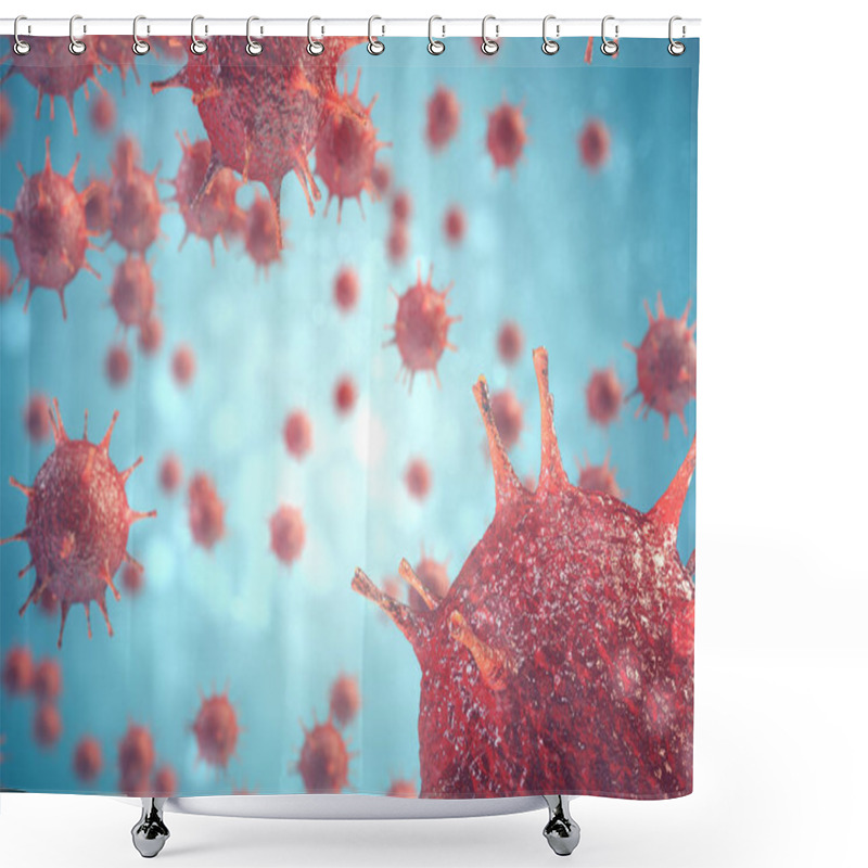 Personality  3d Illustration Pathogenic Viruses Causing Infection In Host Organism, Viral Disease Outbreak, Virus Abstract Background Shower Curtains