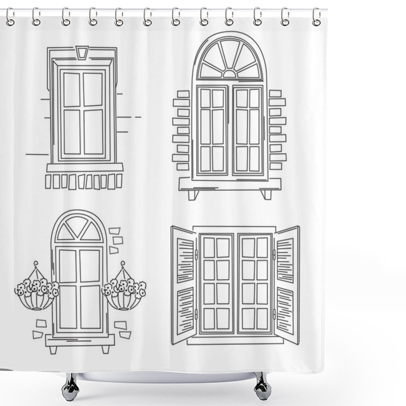 Personality  Retro Windows Shower Curtains