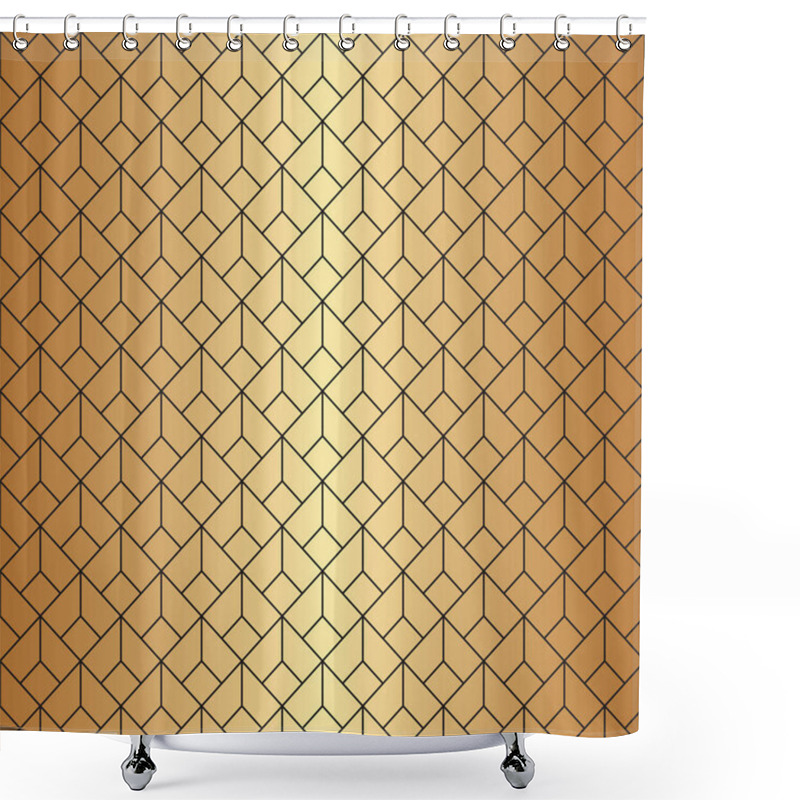 Personality  Seamless Geometric Diamond Shaped Art Deco Pattern In Gold And Black. Shower Curtains