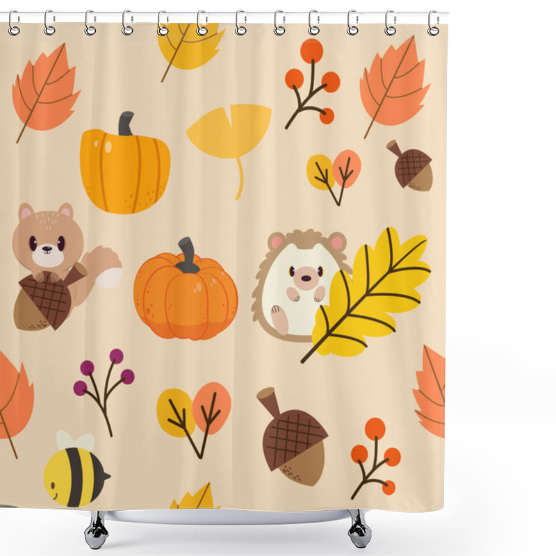 Personality  The Pattern Of Autumn Leaf And Wildlife Animal. The Pattern Of Leaf In Autumn Theme  Shower Curtains