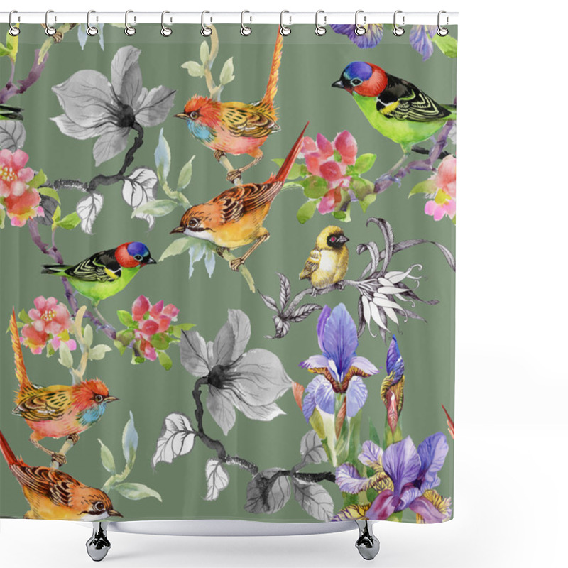 Personality   Pattern With Flowers And Birds  Shower Curtains