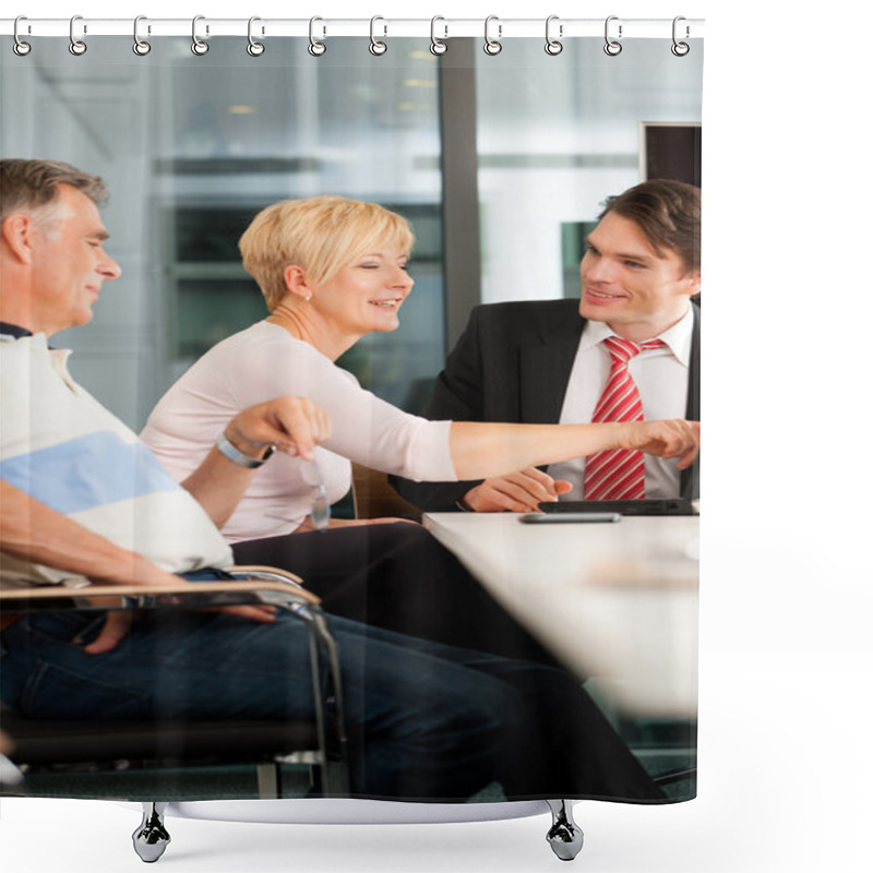 Personality  Mature Couple With Financial Consultant Shower Curtains