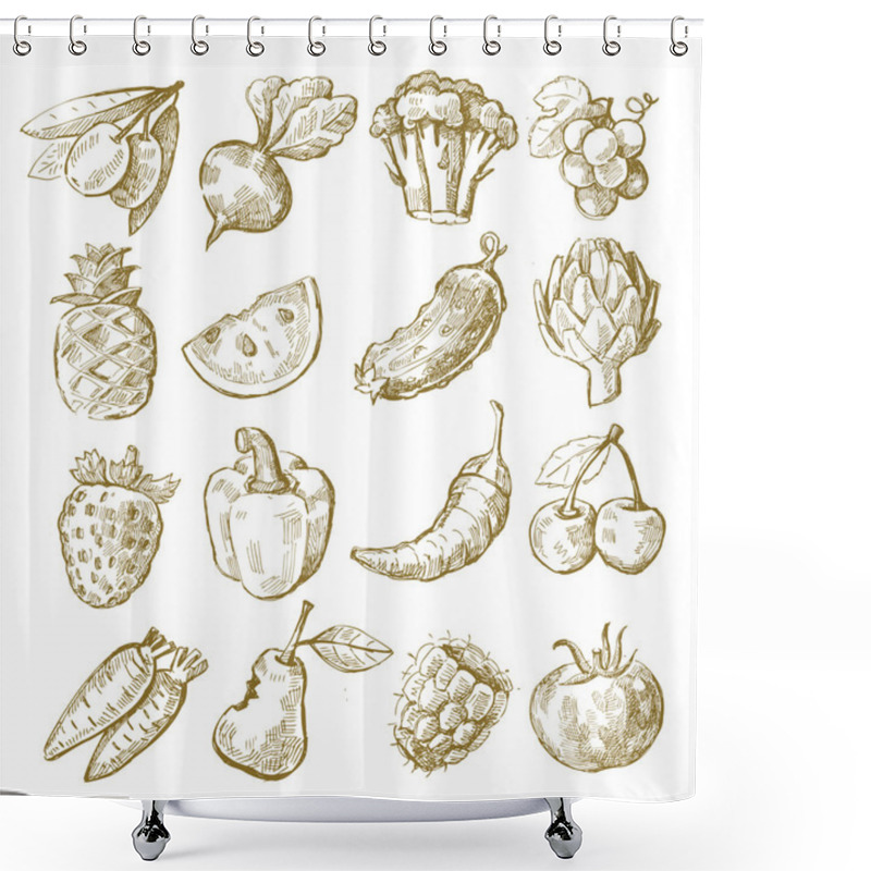 Personality  Hand Draw Fruit And Vegetable Shower Curtains