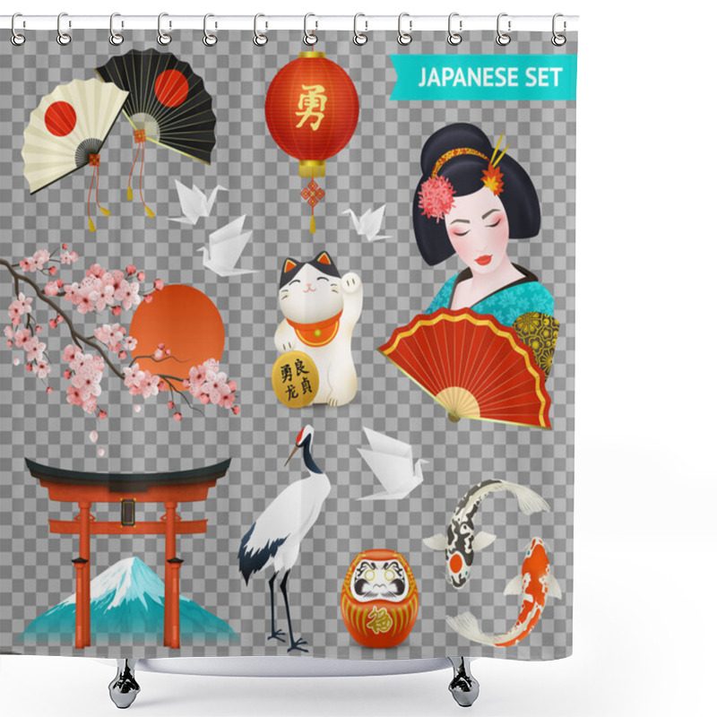 Personality  Japanese Symbols Set Transparent  Shower Curtains