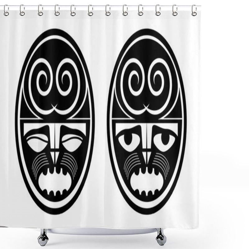 Personality  Maori Masks Shower Curtains