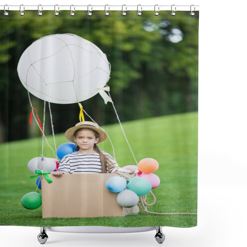 Personality  Girl In Hot Air Balloon Shower Curtains