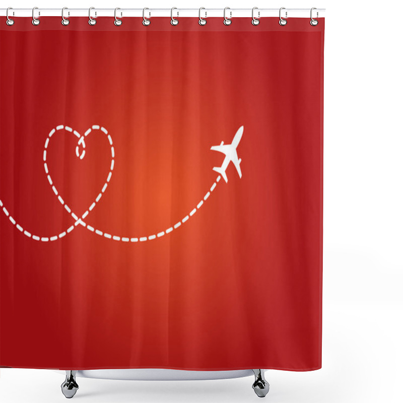 Personality  A Airplane Flying In The Dark Red Sky Leaving Behind A Love Shaped Smoke Trail Shower Curtains