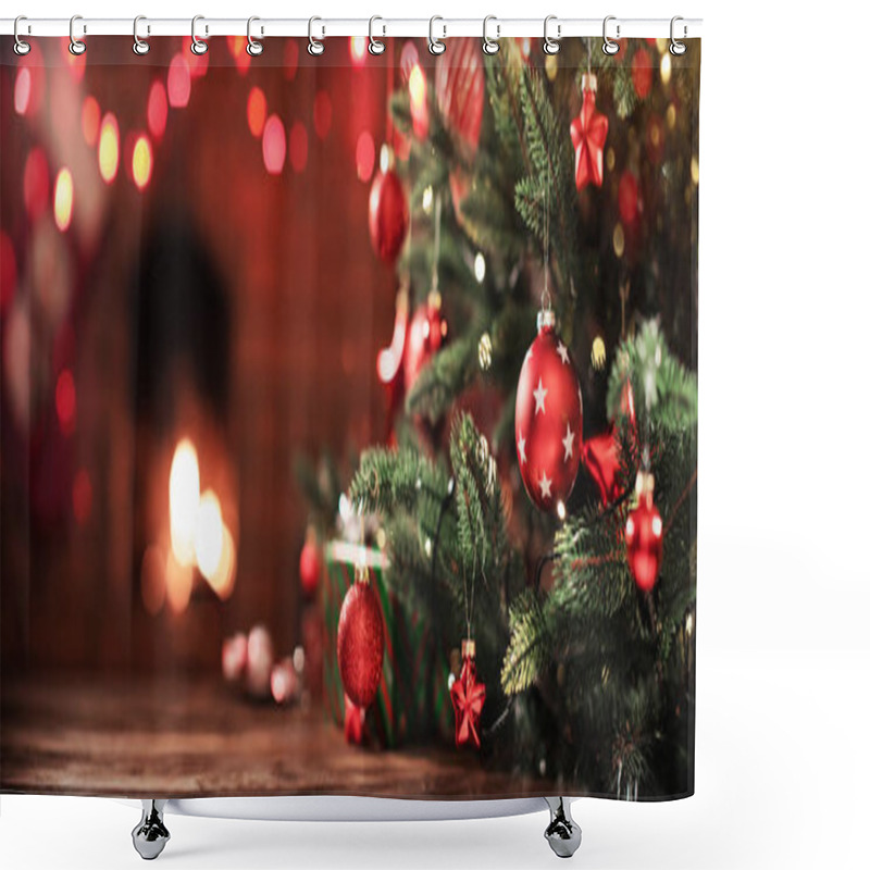 Personality  Christmas Tree With Decorations  Shower Curtains