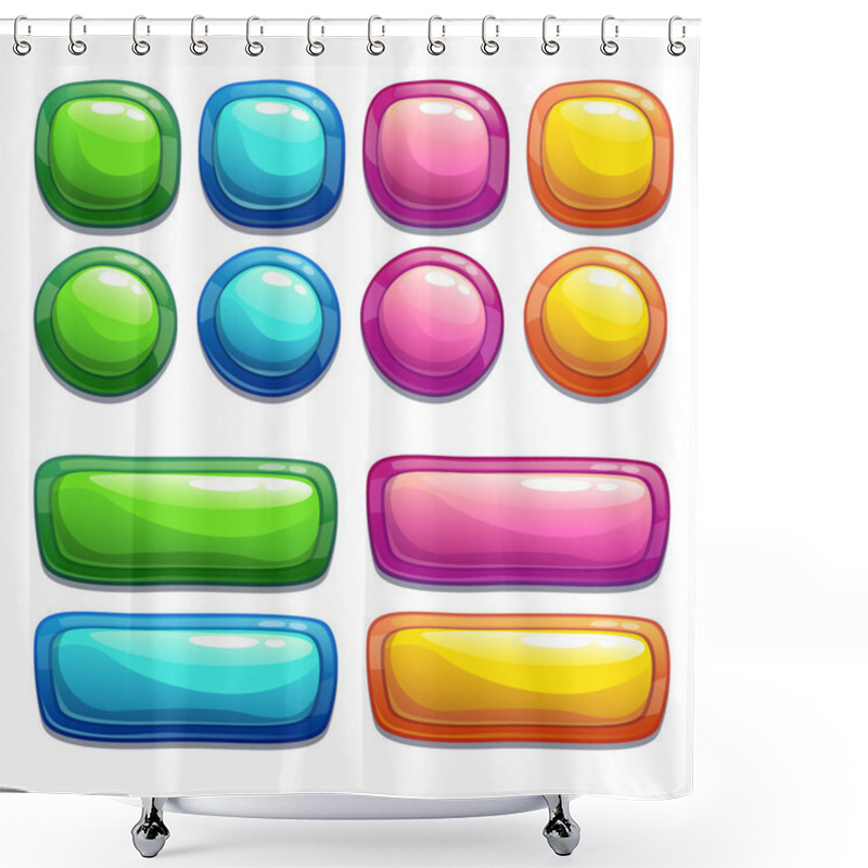 Personality  Buttons For Game Or Web Design Shower Curtains