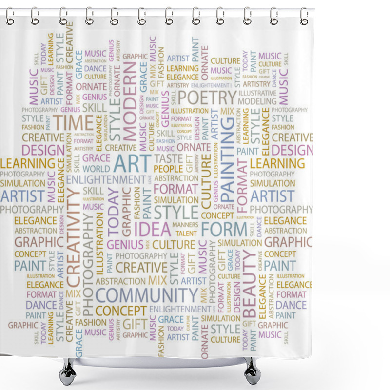 Personality  ART. Seamless Vector Pattern With Word Cloud. Shower Curtains