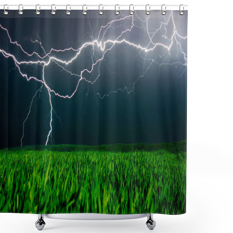 Personality  Lightning Above The Field Shower Curtains