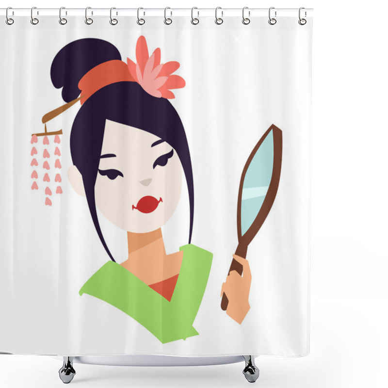 Personality  Vector Japanese Geisha Girl Shower Curtains