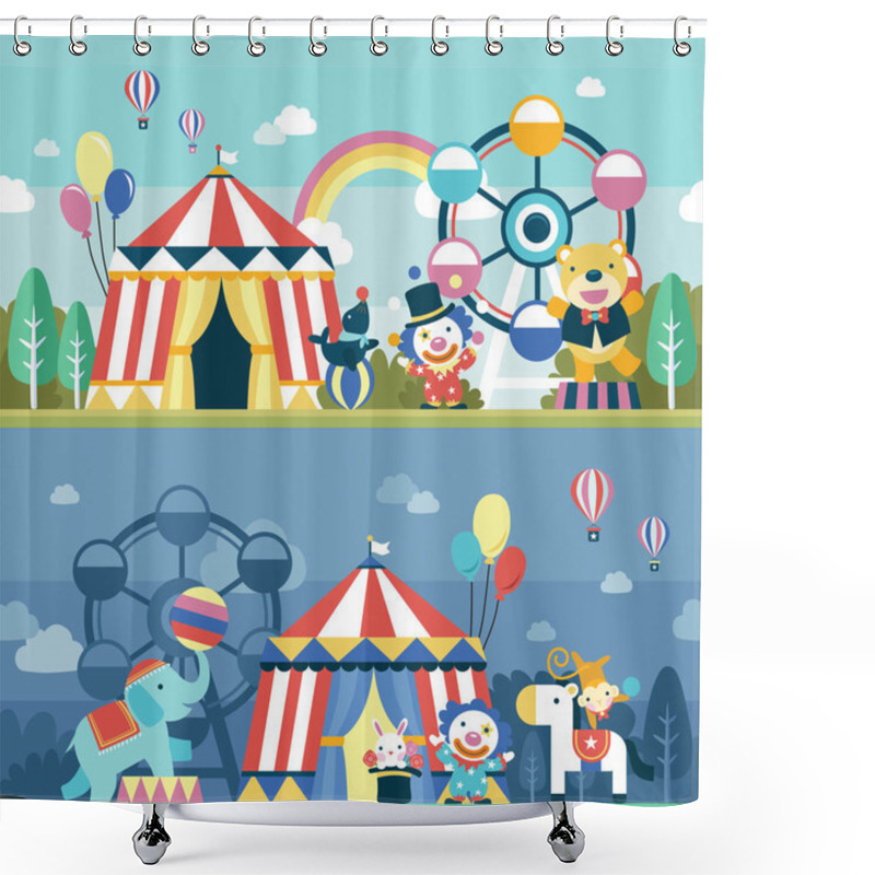 Personality  Lovely Circus Performance Scene Set  Shower Curtains