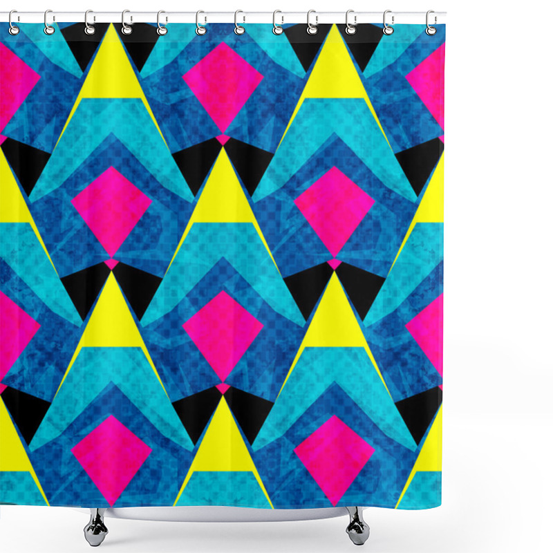 Personality  Bright Psychedelic Abstract Geometric Background Seamless Vector Pattern Shower Curtains