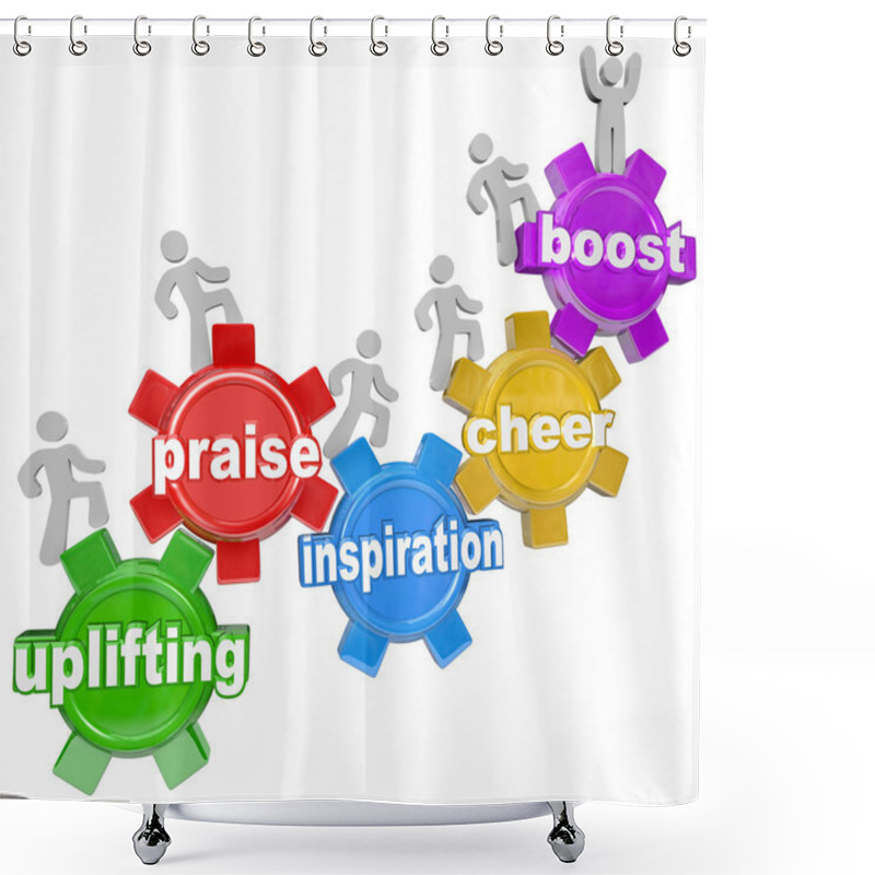 Personality  Uplifting Words Team Climbing Gears Praise Cheer Inspiration Shower Curtains