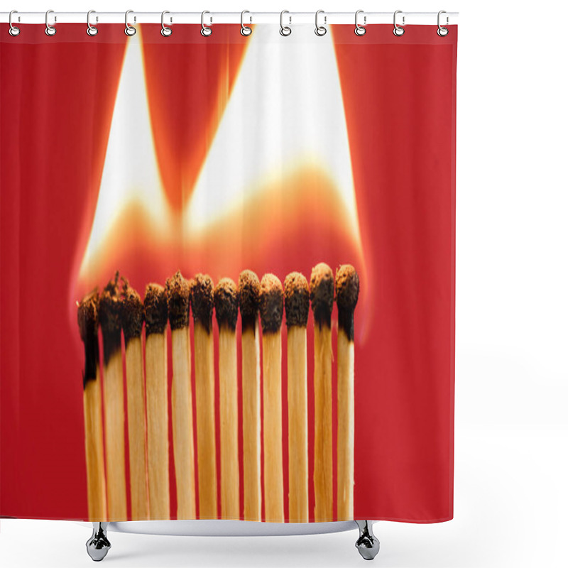 Personality  Matches With Fire On Red Background Shower Curtains