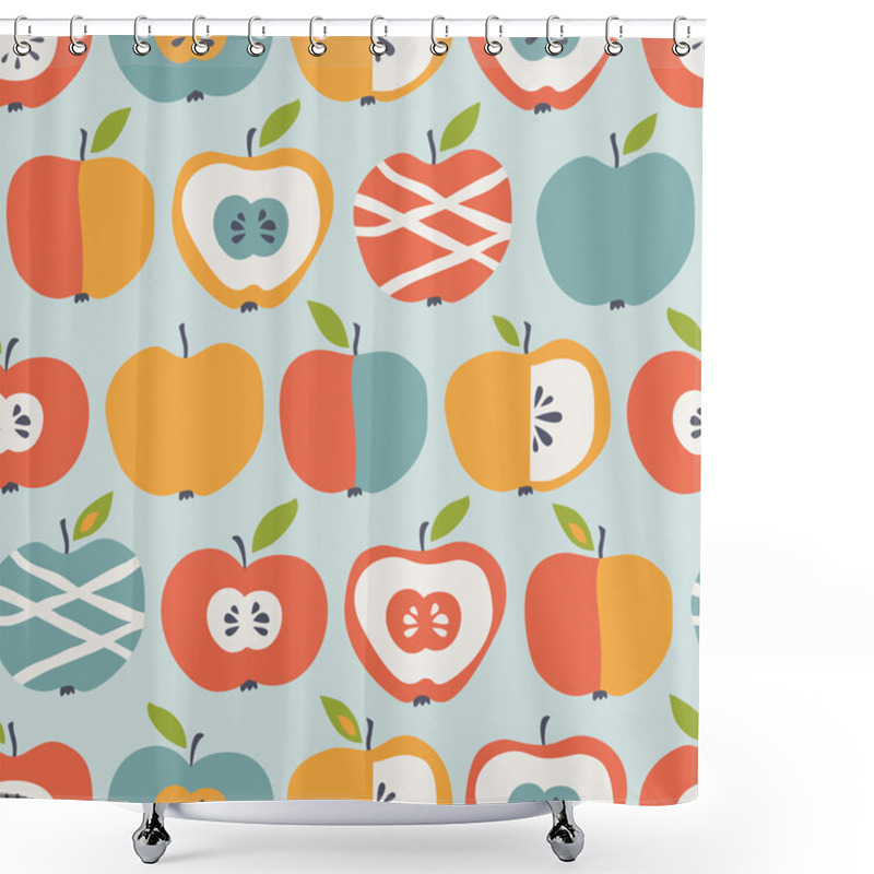 Personality  Seamless Pattern With Apples Shower Curtains