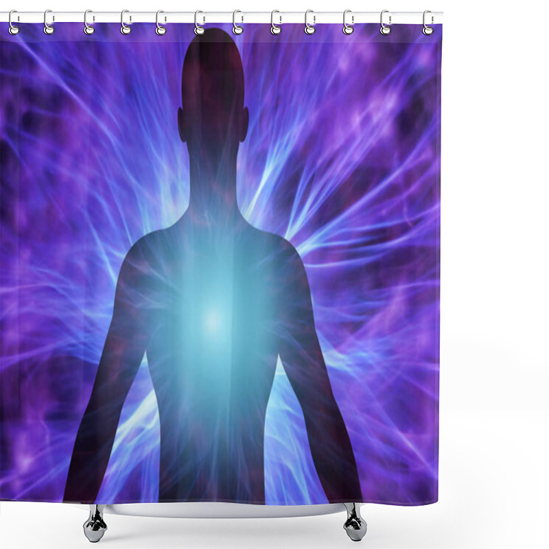 Personality  Human Silhouette In Yoga Pose And Meditation Shower Curtains