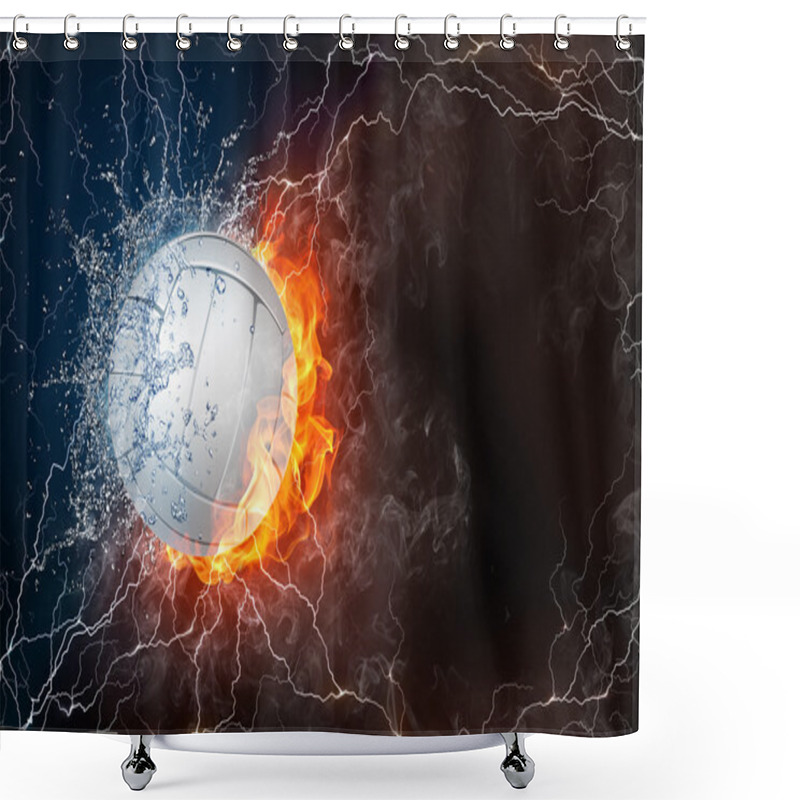 Personality  Volleyball Ball In Fire And Water Shower Curtains