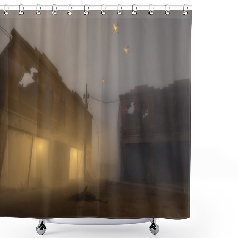 Personality  Military Planes Flying Over Buildings Shower Curtains