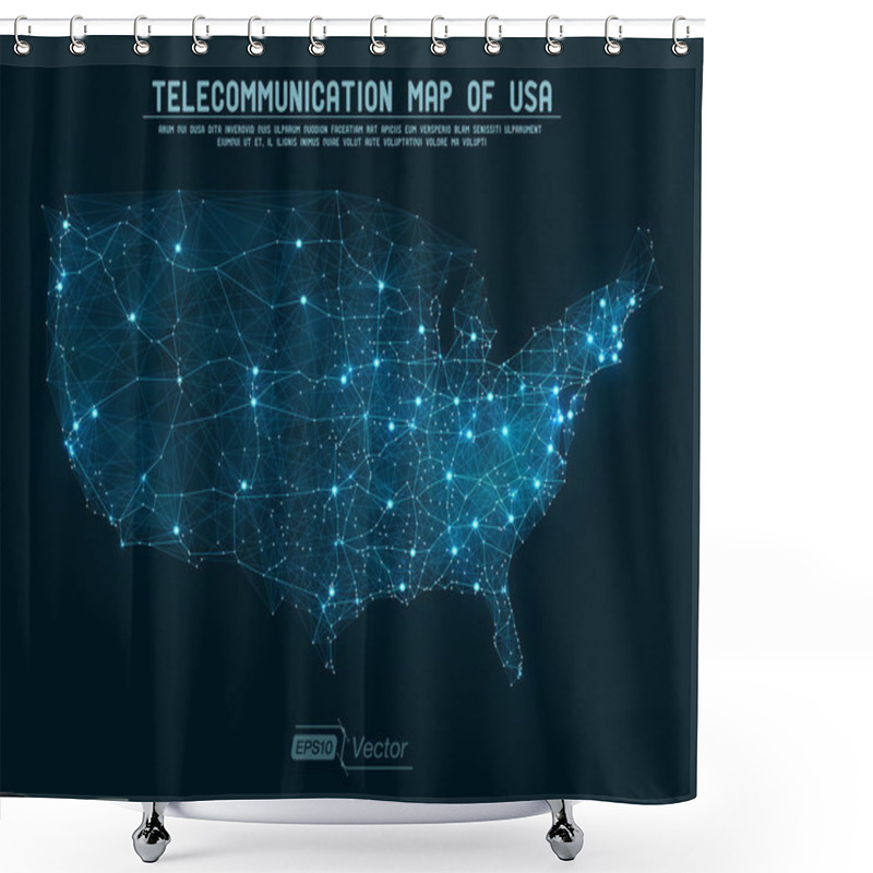 Personality  Abstract Telecommunication Network Map - USA Shower Curtains