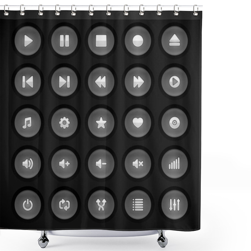 Personality  Media Player Buttons Collection Vector Design Elements Shower Curtains