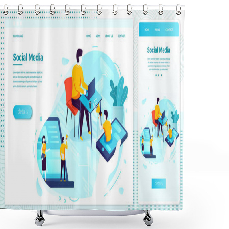 Personality  Vector Online Social Web Network Advertisement Set Shower Curtains