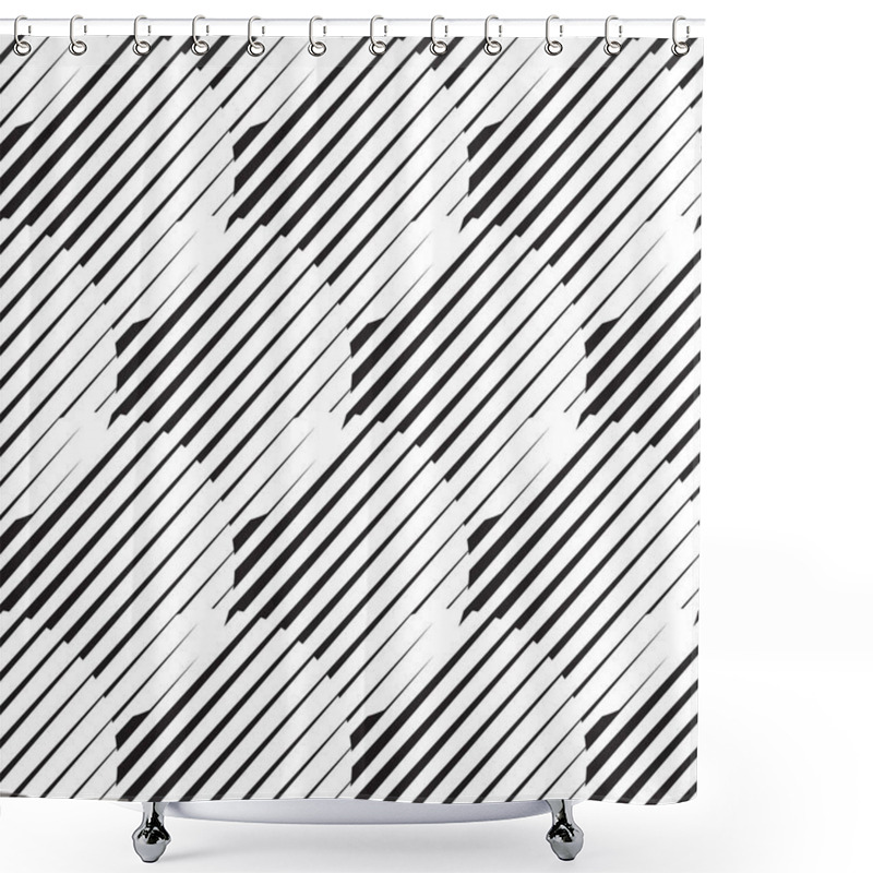 Personality  Universal Repeating Abstract Shape In Black And White Shower Curtains