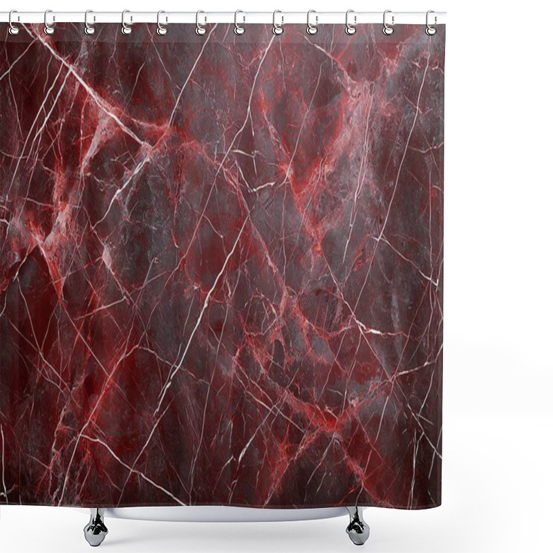 Personality  Rich Red Marble Texture With Intricate White Veining, Perfect For Backgrounds, Design Projects, And Architectural Inspiration. Shower Curtains