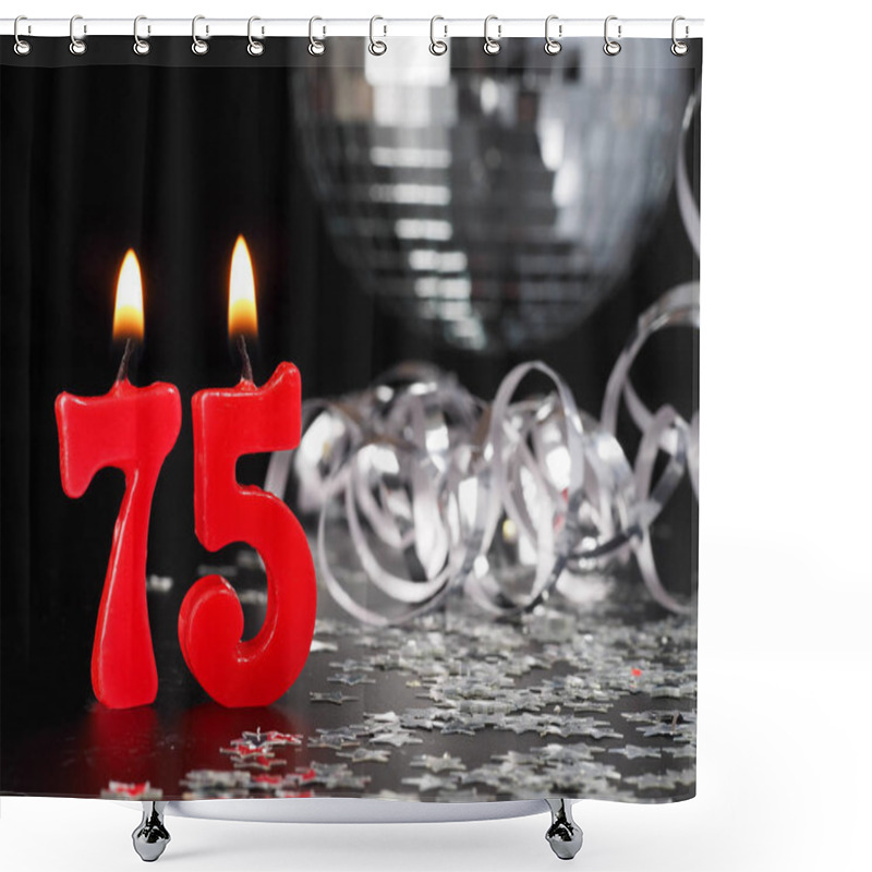 Personality  Red Candles Showing Nr. 75. Abstract Background For Birthday Or Anniversary Party. Shower Curtains