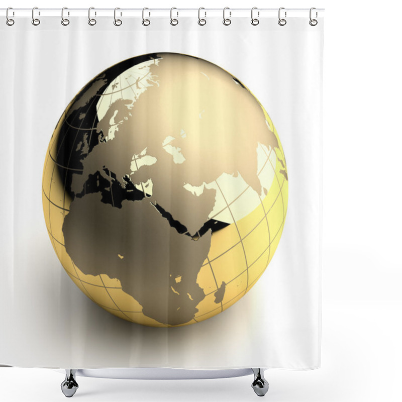 Personality  Golden Globe On White Background Shower Curtains