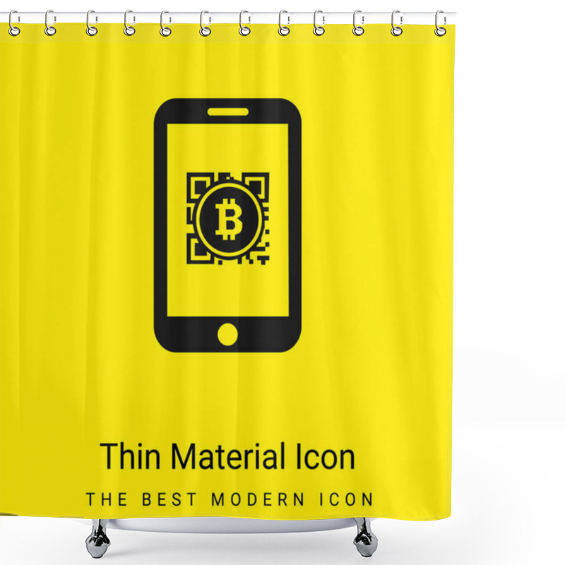 Personality  Bitcoin Qr Code On Mobile Phone Screen Minimal Bright Yellow Material Icon Shower Curtains