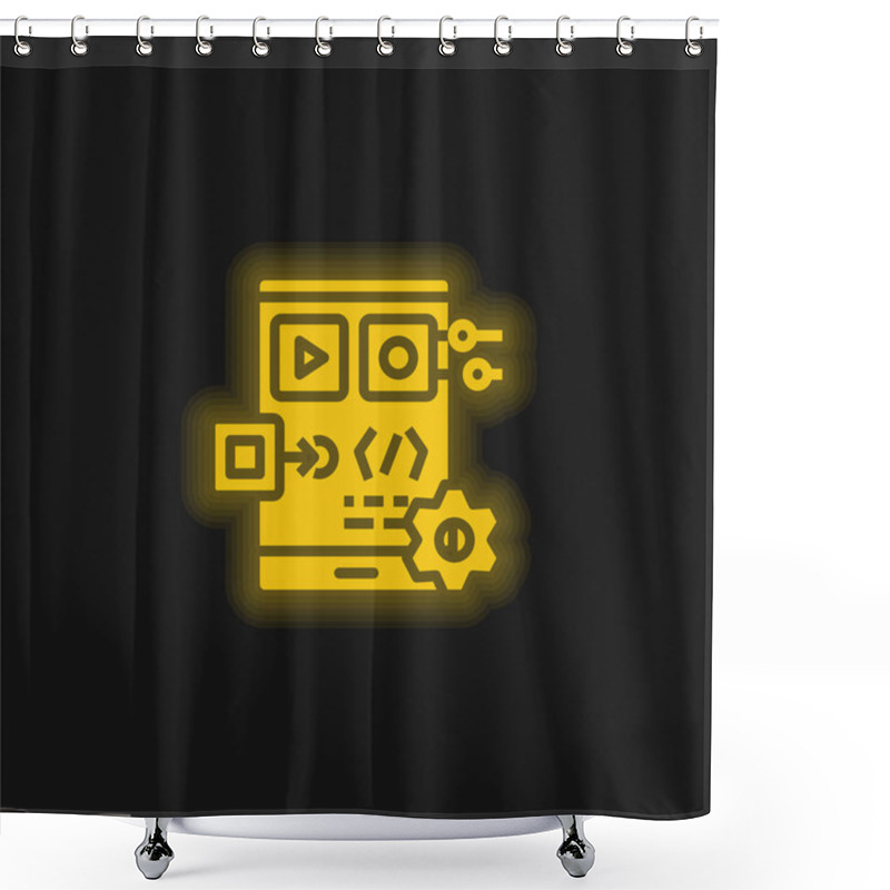 Personality  App Development Yellow Glowing Neon Icon Shower Curtains