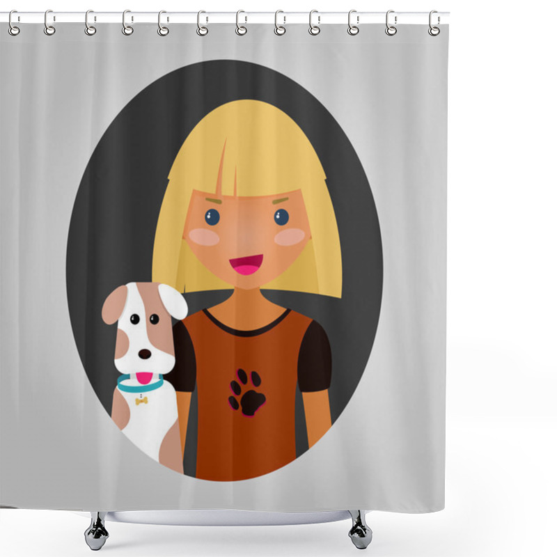 Personality  Dog Lover Character. Vector Unisex Personage For Site Or Applica Shower Curtains