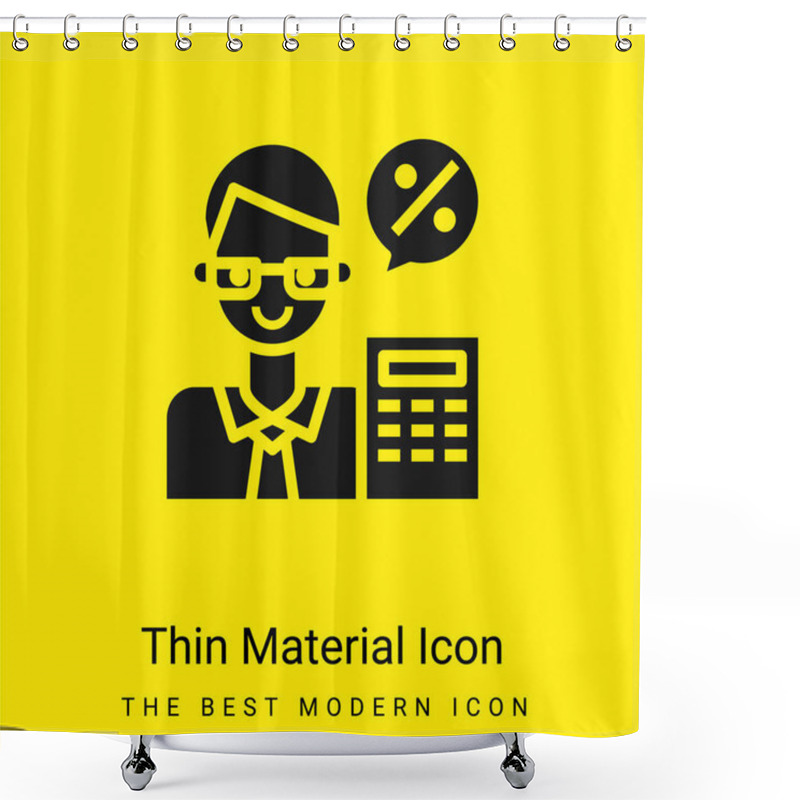 Personality  Accountant Minimal Bright Yellow Material Icon Shower Curtains